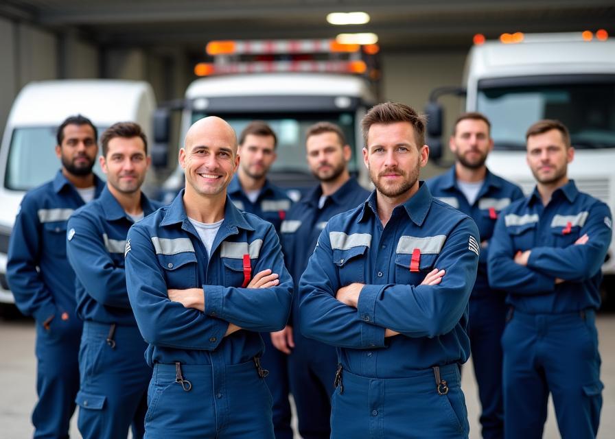 Équipe professionnelle remorquage